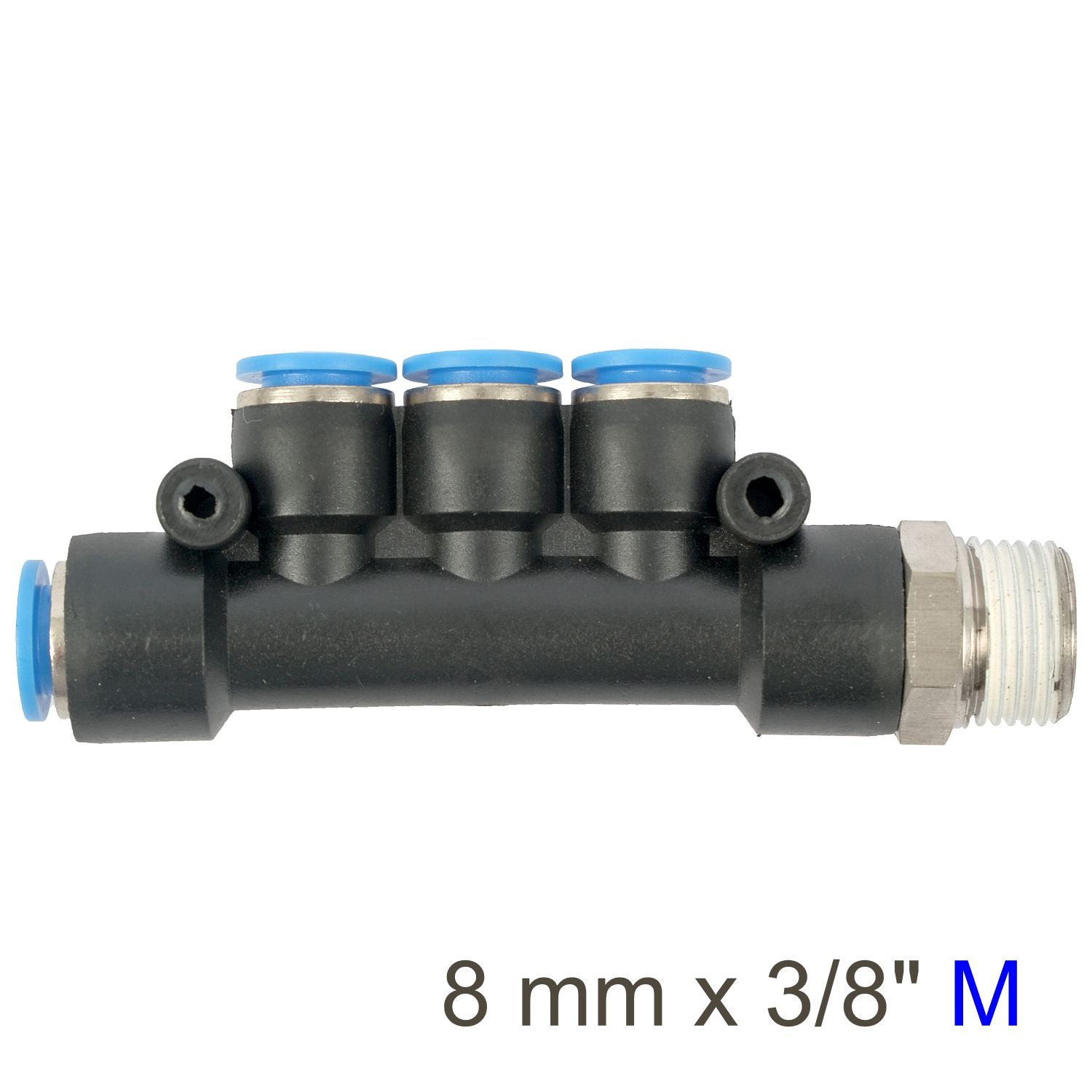Pu Hose Fitting Manifold 4 X 8mm Port X 3/8'm